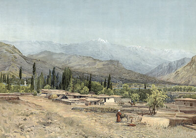 Turkestan, Turkistan, historical name Yasi, city in Kazakhstan, authentic reproduction of a school mural, historic, around 1900
