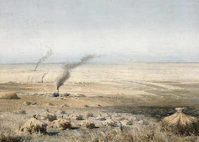 Steppe country in Russia, Siberia, authentic reproduction of a school mural, historical, around 1900