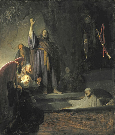 The Raising of Lazarus (circa 1630-1632), artwork by Rembrandt Harmenszoon van Rijn (born 15 July 1606 in Leiden, died 4 October 1669 in Amsterdam), known by his first name Rembrandt, is considered one of the most important and best-known Dutch Baroque ar